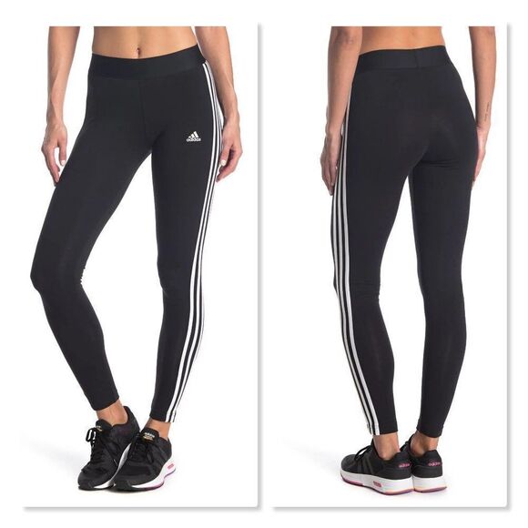 Adidas 3-Stripes Climalite Leggings - size Xs in Black/White - Picture 1 of 12